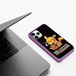 Чехол iPhone 11 Pro матовый Пикачу без кофе не работаем, цвет: 3D-фиолетовый — фото 2
