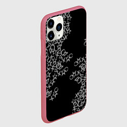 Чехол iPhone 11 Pro матовый Абстракция ,серебряный геометрический узор, цвет: 3D-малиновый — фото 2