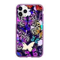Чехол iPhone 11 Pro матовый Бабочки Butterflies, цвет: 3D-фиолетовый