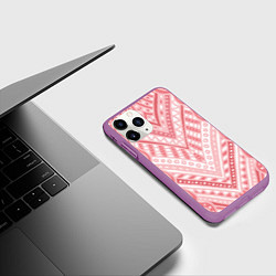 Чехол iPhone 11 Pro матовый Абстракция в стиле дудл Розовый и белый цвета Лини, цвет: 3D-фиолетовый — фото 2