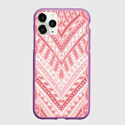 Чехол iPhone 11 Pro матовый Абстракция в стиле дудл Розовый и белый цвета Лини, цвет: 3D-фиолетовый