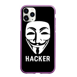 Чехол iPhone 11 Pro матовый HACKER Маска V, цвет: 3D-фиолетовый