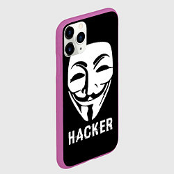 Чехол iPhone 11 Pro матовый HACKER Маска V, цвет: 3D-фиолетовый — фото 2