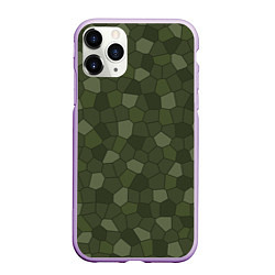 Чехол iPhone 11 Pro матовый Камуфляжная мозаика - Хаки, цвет: 3D-сиреневый