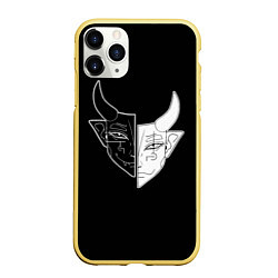 Чехол iPhone 11 Pro матовый Маска Инь Янь, цвет: 3D-желтый