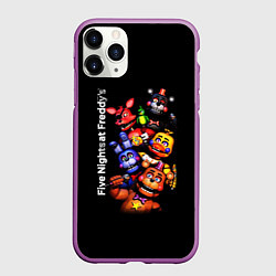 Чехол iPhone 11 Pro матовый Five Nights at Freddys - FNAF - персонажи игры, цвет: 3D-фиолетовый