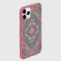 Чехол iPhone 11 Pro матовый Разноцветный узор Калейдоскоп Абстракция, цвет: 3D-малиновый — фото 2