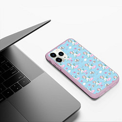 Чехол iPhone 11 Pro матовый Dab Единороги, цвет: 3D-розовый — фото 2