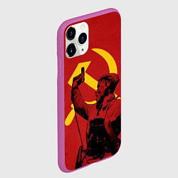 Чехол iPhone 11 Pro матовый За родину: Серп и молот, цвет: 3D-фиолетовый — фото 2