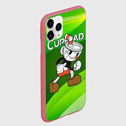 Чехол iPhone 11 Pro матовый Хитрая чашечка cuphead, цвет: 3D-малиновый — фото 2