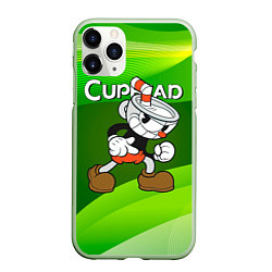 Чехол iPhone 11 Pro матовый Хитрая чашечка cuphead, цвет: 3D-салатовый