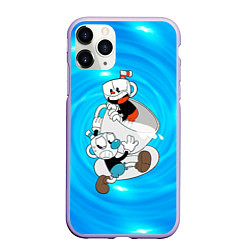 Чехол iPhone 11 Pro матовый Две чашечки Cupheadг, цвет: 3D-светло-сиреневый