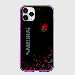 Чехол iPhone 11 Pro матовый Cyberpunk 2077 samurai Паттерн, цвет: 3D-фиолетовый