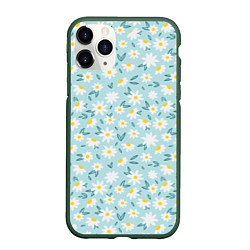 Чехол iPhone 11 Pro матовый Весенние ромашки, цвет: 3D-темно-зеленый