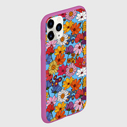 Чехол iPhone 11 Pro матовый Ромашки-лютики, цвет: 3D-фиолетовый — фото 2