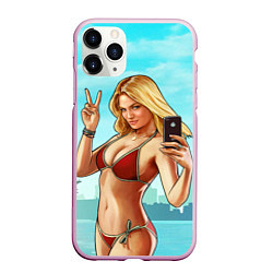 Чехол iPhone 11 Pro матовый GTA Beach girl, цвет: 3D-розовый