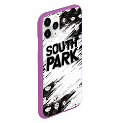 Чехол iPhone 11 Pro матовый Южный парк - персонажи и логотип South Park, цвет: 3D-фиолетовый — фото 2