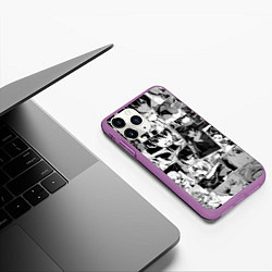 Чехол iPhone 11 Pro матовый Убийца Акамэ pattern, цвет: 3D-фиолетовый — фото 2