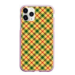 Чехол iPhone 11 Pro матовый Желто-зеленая Клетка, цвет: 3D-розовый