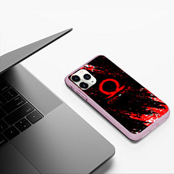 Чехол iPhone 11 Pro матовый God of war брызги, цвет: 3D-розовый — фото 2