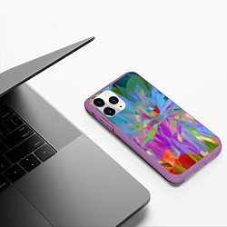 Чехол iPhone 11 Pro матовый Abstract color pattern Summer 2022, цвет: 3D-фиолетовый — фото 2