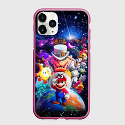 Чехол iPhone 11 Pro матовый Super Mario Odyssey Space Video game, цвет: 3D-малиновый