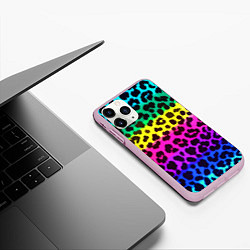 Чехол iPhone 11 Pro матовый Leopard Pattern Neon, цвет: 3D-розовый — фото 2