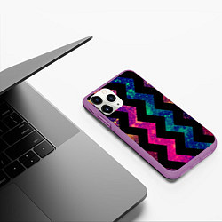 Чехол iPhone 11 Pro матовый Геометрический паттерн Neon, цвет: 3D-фиолетовый — фото 2