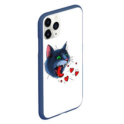 Чехол iPhone 11 Pro матовый Cat love meow, цвет: 3D-тёмно-синий — фото 2