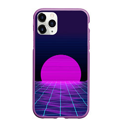 Чехол iPhone 11 Pro матовый Закат розового солнца Vaporwave Психоделика, цвет: 3D-фиолетовый