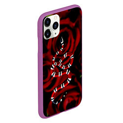 Чехол iPhone 11 Pro матовый Змея в Цветах Розы Snake Rose, цвет: 3D-фиолетовый — фото 2
