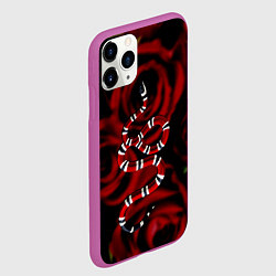 Чехол iPhone 11 Pro матовый Змея в Цветах Розы Snake Rose, цвет: 3D-фиолетовый — фото 2