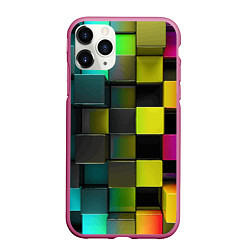 Чехол iPhone 11 Pro матовый Colored Geometric 3D pattern, цвет: 3D-малиновый