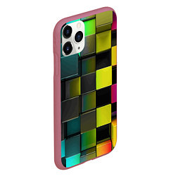 Чехол iPhone 11 Pro матовый Colored Geometric 3D pattern, цвет: 3D-малиновый — фото 2