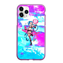 Чехол iPhone 11 Pro матовый JINX ДЖИНКС NEON, цвет: 3D-фиолетовый