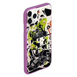 Чехол iPhone 11 Pro матовый Cyber pattern Skull Vanguard Fashion, цвет: 3D-фиолетовый — фото 2