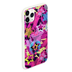 Чехол iPhone 11 Pro матовый Star Colorful Pattern Fashion Neon, цвет: 3D-белый — фото 2