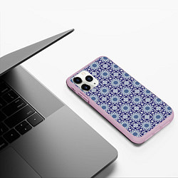 Чехол iPhone 11 Pro матовый ГЕОМЕТРИЧЕСКИЙ ПАТТЕРН СИНИЙ, цвет: 3D-розовый — фото 2