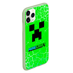 Чехол iPhone 11 Pro матовый Minecraft зеленый фон, цвет: 3D-салатовый — фото 2