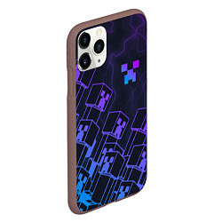 Чехол iPhone 11 Pro матовый Minecraft CREEPER NEON, цвет: 3D-коричневый — фото 2