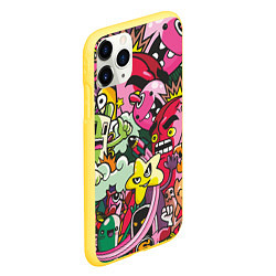 Чехол iPhone 11 Pro матовый Веселые монстрики - чудики, цвет: 3D-желтый — фото 2