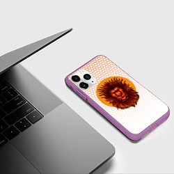 Чехол iPhone 11 Pro матовый Солнечный лев, цвет: 3D-фиолетовый — фото 2