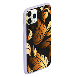 Чехол iPhone 11 Pro матовый Узоры и листья, цвет: 3D-светло-сиреневый — фото 2