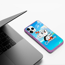 Чехол iPhone 11 Pro матовый Cuphead сердитая чашечка, цвет: 3D-фиолетовый — фото 2