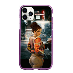 Чехол iPhone 11 Pro матовый Панам nightCity киберпанк2077, цвет: 3D-фиолетовый