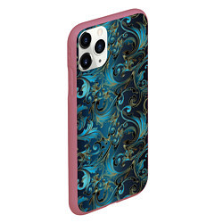 Чехол iPhone 11 Pro матовый Blue Abstract Узоры, цвет: 3D-малиновый — фото 2