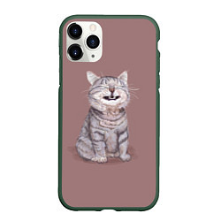 Чехол iPhone 11 Pro матовый Недовольный котик Disgruntled cat, цвет: 3D-темно-зеленый