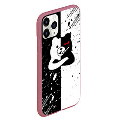 Чехол iPhone 11 Pro матовый Monokuma брызги, цвет: 3D-малиновый — фото 2