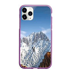 Чехол iPhone 11 Pro матовый Minecraft Mountains Video game, цвет: 3D-фиолетовый