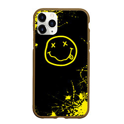 Чехол iPhone 11 Pro матовый Nirvana texture смайл, цвет: 3D-коричневый